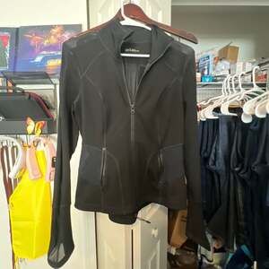 Zella Sophia Sculpt Full Zip Mesh Track Jacket Black Size Medium